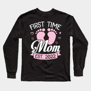 Baby Feet Hearts Happy To Me Mommy First Time Mom Est 2022 Long Sleeve T-Shirt